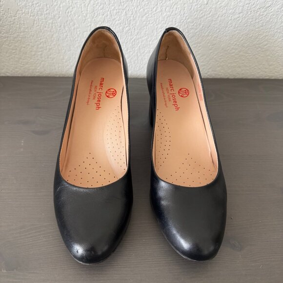 Marc Joseph | Black Leather Round Toe Pumps - Picture 2 of 9